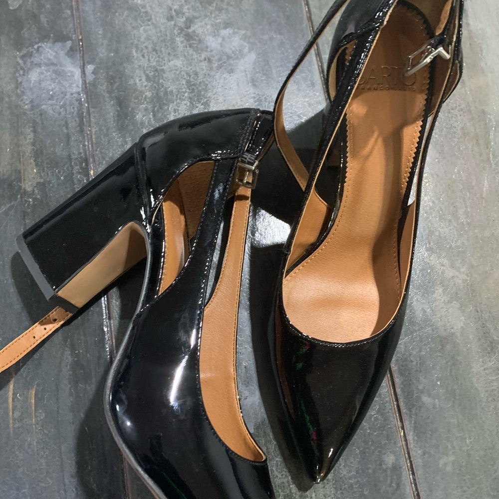 Franco Sarto black patent heels